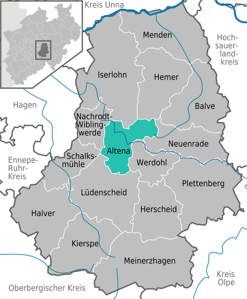 Altena Karte Märkischer Kreis